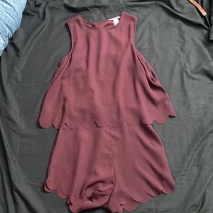 H&M Burgundy Scalloped Romper